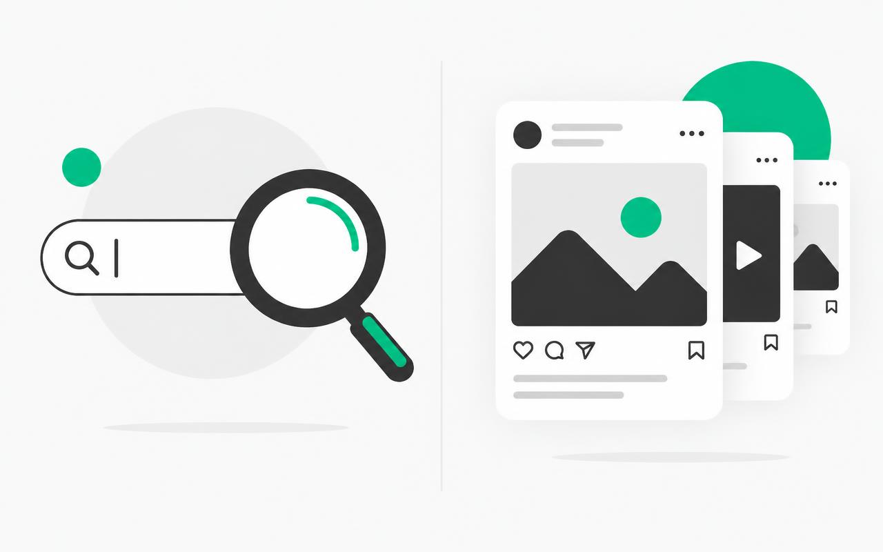Google paieškos ir socialinių tinklų reklamos palyginimo vizualizacija